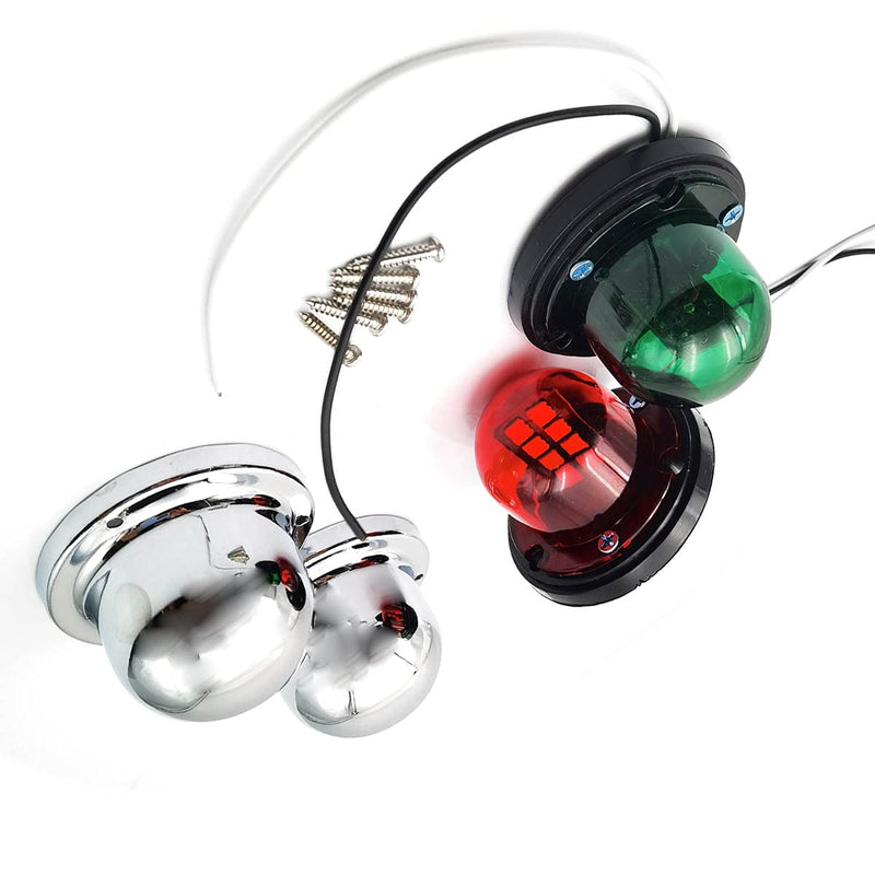 FainWan 2pcs Boat Yacht LED Light Green and Red Marine 12V Stainless Steel Bow Navigation Lights - BeesActive Australia