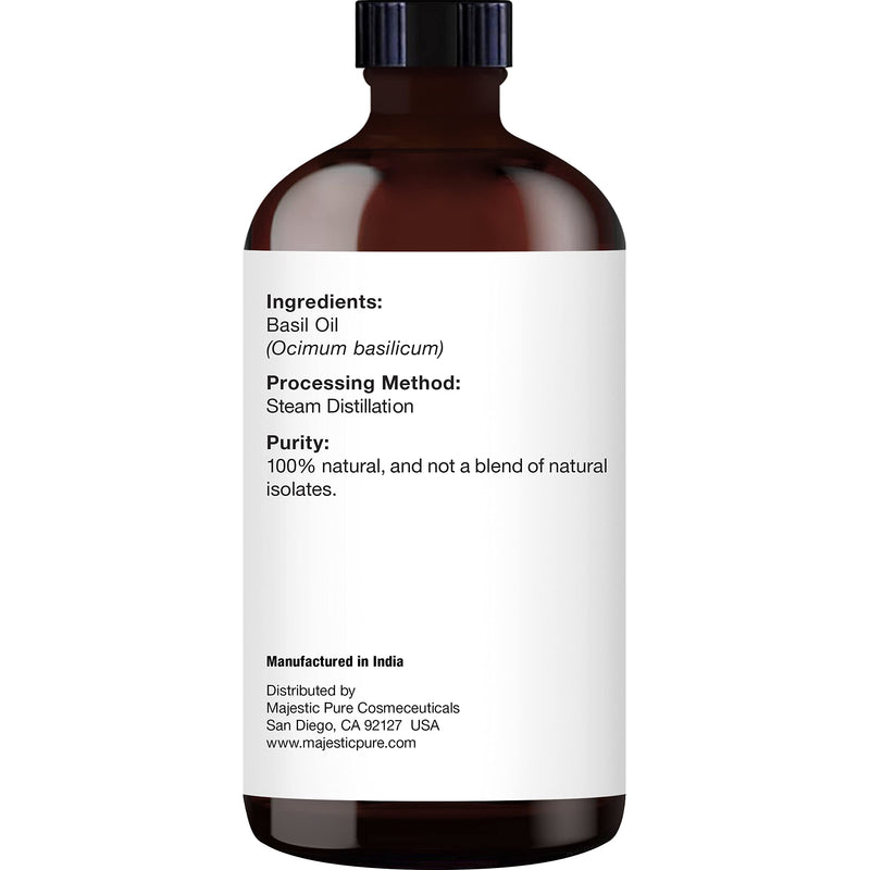 MAJESTIC PURE Basil Essential Oil, Therapeutic Grade, Pure and Natural Premium Quality Oil, 4 Fl Oz 4 Fl Oz (Pack of 1) - BeesActive Australia