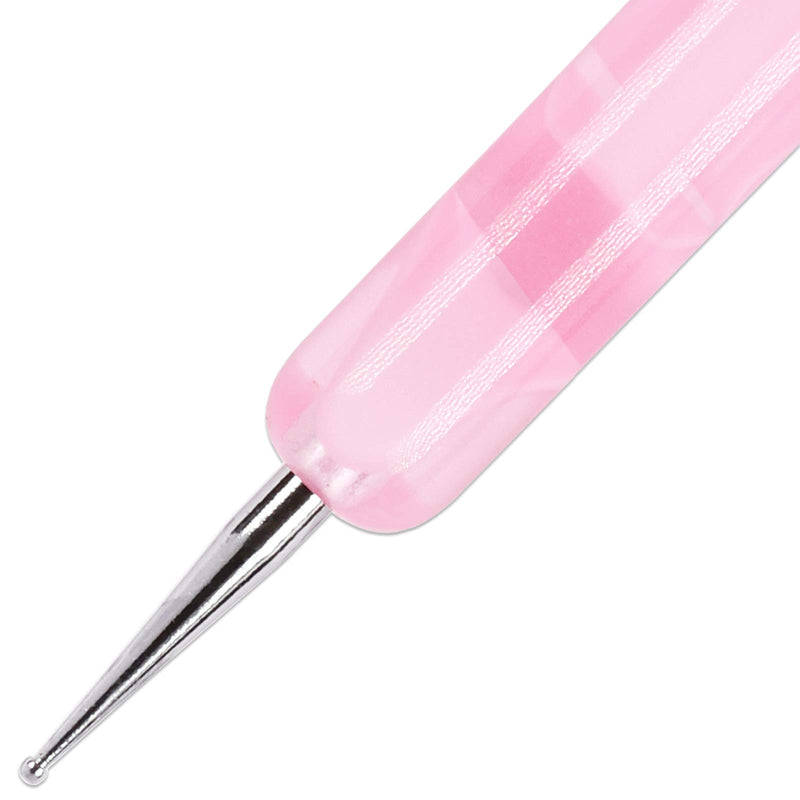 Ivy-L Premium 2 Way French Gel Acrylic Nail Art Kolinsky Brush with Dotting Tool for Professional Manicure Cuticle Clean up Nail Art Design (Size # 6, Pink Marble) Size # 6 - BeesActive Australia