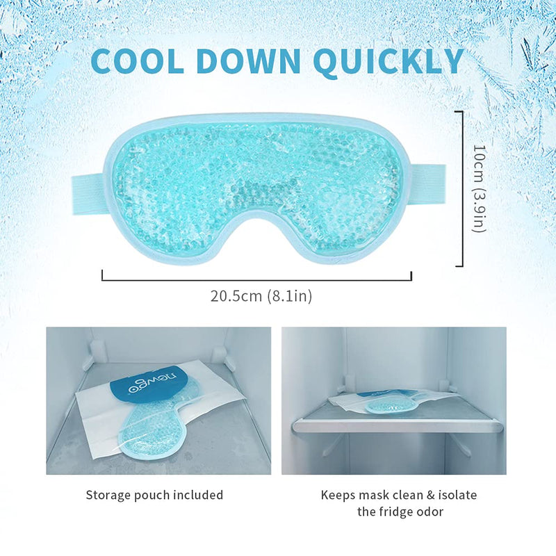 NEWGO Cooling Eye Mask Reusable Gel Eye Mask for Puffy Eyes, Ice Eye Mask Cold Eye Mask Frozen with Plush Backing for Headache, Migraine, Stress Relief - Blue - BeesActive Australia