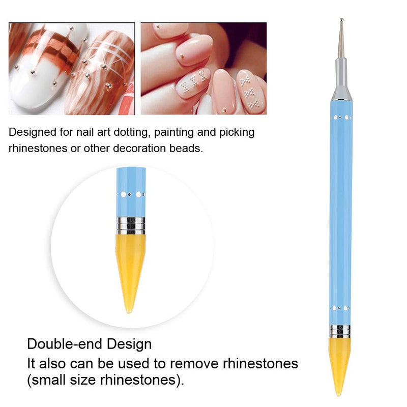 Nail Art Nail Tools, Dual Ended Nail Dotting Drawing, Painting Pen Candy Color, Nail Wax Stone Picker Manicure Tool, easy to operate(Blue) Blue - BeesActive Australia