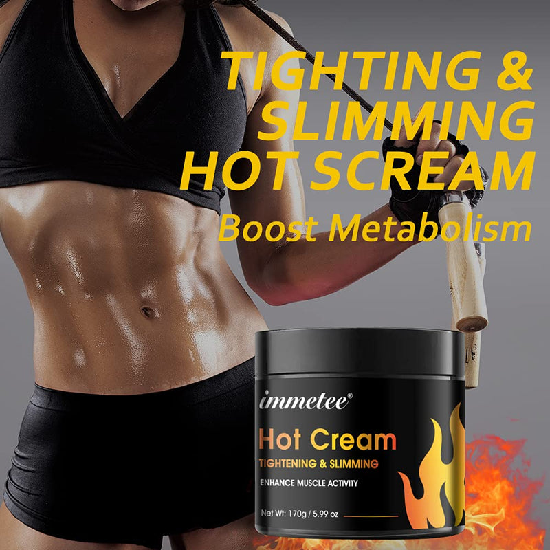 immetee Hot Cream, Sweat Fat Burning Gel - Natural Anti Aging Weight Loss Cream, Workout Enhancer For Shaping Waist, Abdomen and Buttocks Slimming Cream for Men and Women (Hot Cream 170g) - BeesActive Australia