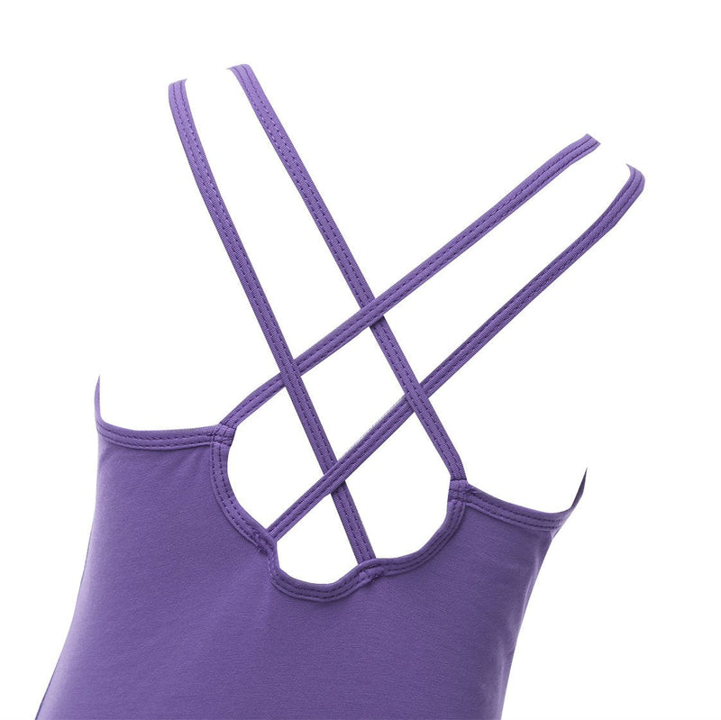 winying Kids Girls Cotton Strappy Criss Cross Back Athletic Sports Gymnastics Leotard Ballet Dance Jumpsuit Purple 7-8 - BeesActive Australia