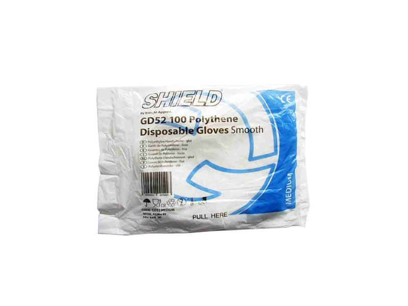 Shield Polythene Disposable Gloves and Oqard Cleansing Wipes (10 pack of gloves, Medium) - BeesActive Australia