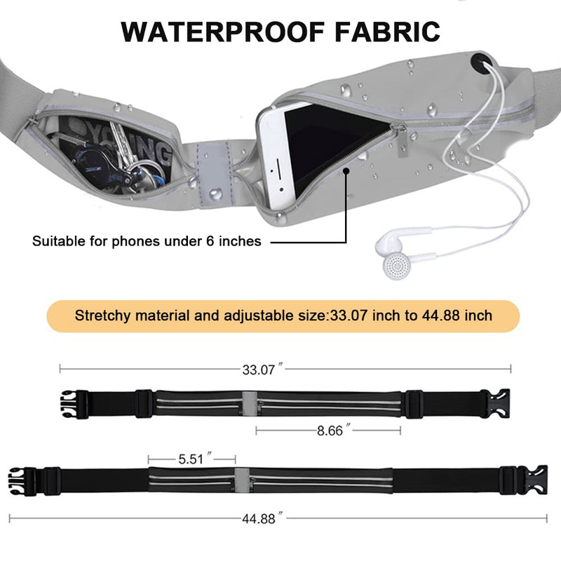 LBW Running Belt for Men Women, Running Waist Belt, Slim Phone Belt, Running Pouch for Walking Hiking Cycling Camping, Waterproof Running Waist Packs (Grey) Grey - BeesActive Australia