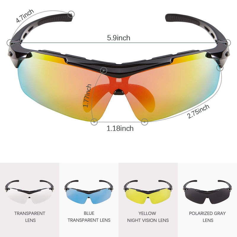 Auscoumer Cycling Glasses Sports Polarized Sunglasses for Men Women Running Baseball Fishing Golf Glasses Black - BeesActive Australia