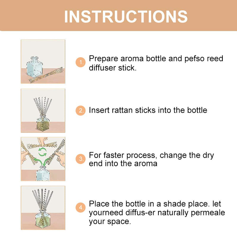 HOSSIAN Reed Diffuser Sticks - Wood Rattan-Reed Sticks -Diffuser Glass Bottles-Diffuser Refills- Spa-Aromatherapy (7''18cm) - BeesActive Australia