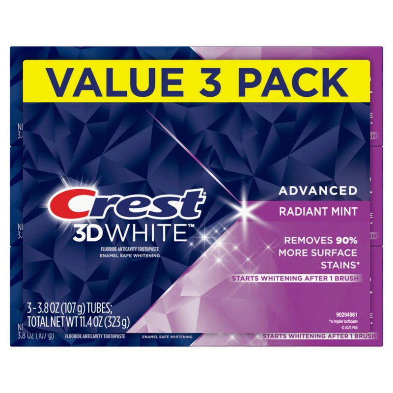 Crest 3D White, Whitening Toothpaste, Radiant Mint, 4.8 Ounce, Pack of 3 - BeesActive Australia