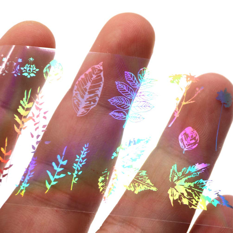 Holographic Maple Nail Foil Laser Leaf Nail Decals Nail Art Sticker Nail Art DIY for UV Gel Acrylic Nail Polish Nail Decals for Women and Girls Transfer Autumn Harvest Charm Decor - BeesActive Australia