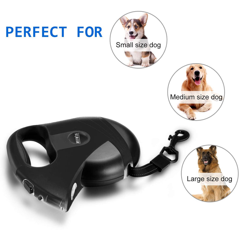 Mowis Retractable Dog Leash, 360° Tangle-Free, Heavy Duty up to 175Lbs Pets, 16ft Strong Nylon Tape with Waste Bag Dispenser, Pet Travel Bowl, One-Handed Brake/Pause/Lock Black - BeesActive Australia