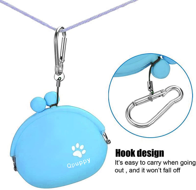 QPZ Ordinary Dog Treat Training Pouch Fashion Portable Small Dog Training Treat Pouch Treat Pouches for pet Training Coin Purse Silicone Coin Pouch Key Case blue purple 2PCS - BeesActive Australia