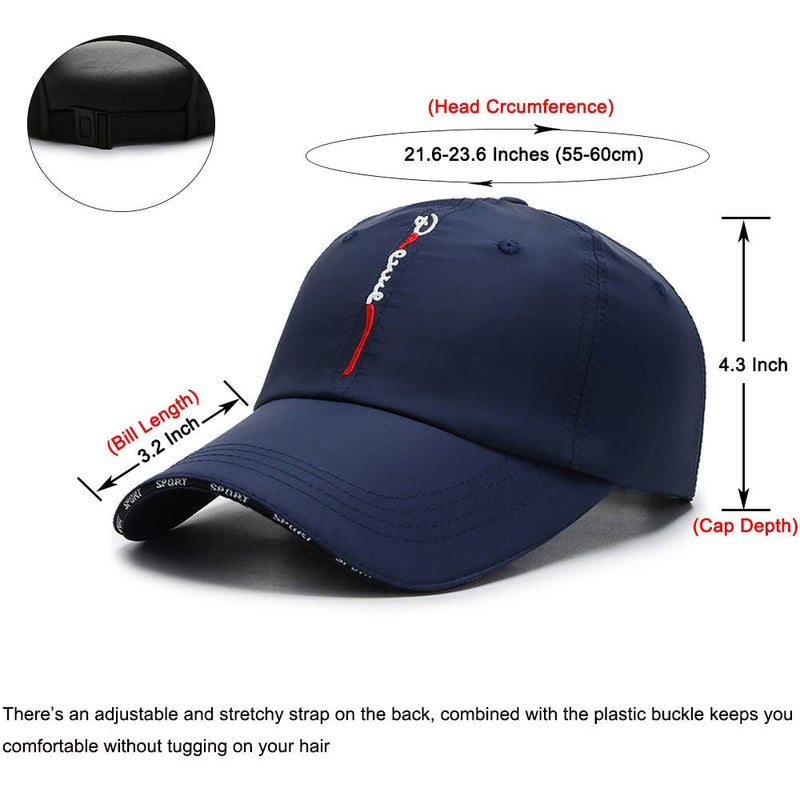 Croogo Quick Dry Sports Hat UPF 50+ Baseball Cap Embroidered Lightweight Outdoor UV Protection Sun Hats for Men Women Cp13-blue - BeesActive Australia