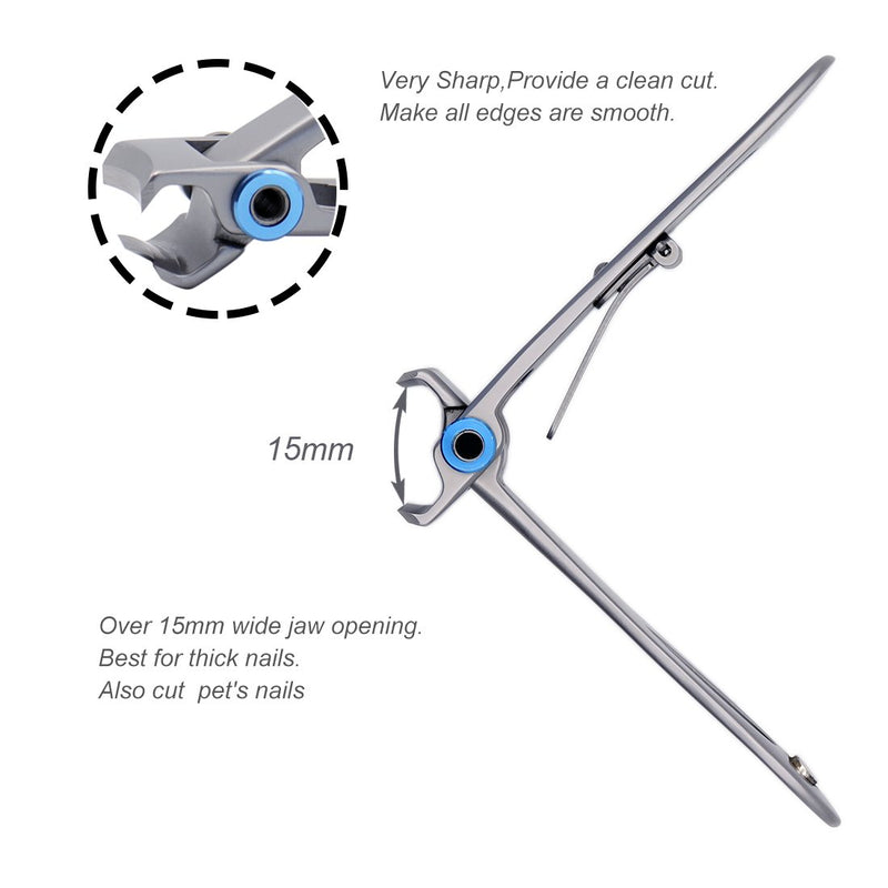 SZQHT Extra Wide Jaw Opening Nail Clippers for Thick Nails Cutter for Ingrown Toenail Clippers & Fingernails Manicure Set,Pedicure Kit,Men & Women(Silver) Silver - BeesActive Australia
