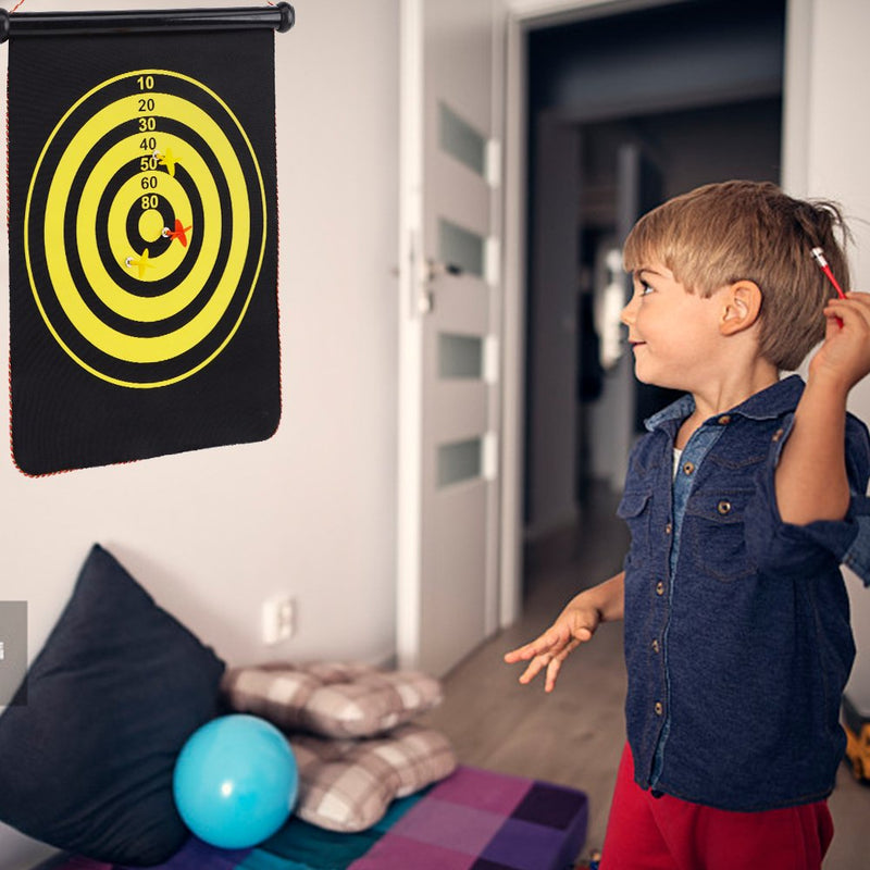 Alomejor Dartboard Magnetic Wall Hanging Up Double Sided Dartboard with 6 Safety Darts Portable Protector Dartboard Kids Adults Gift Target Game Room Office - BeesActive Australia