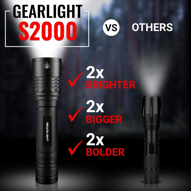 GearLight High-Powered Led Flashlight S2000 - Brightest High Lumen Light, Zoomable and Water Resistant - Powerful Camping and Emergency Gear Flashlights - BeesActive Australia