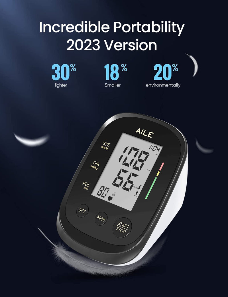 [2023] AILE Blood Pressure Monitor CE Approved UK Blood-Pressure Monitor Accurate, Reliable Blood Pressure Monitors Upper Arm Blood Pressure Machine (Blood Pressure Cuff 8.7”-16.5”), 2 * 99 Memory Black - BeesActive Australia