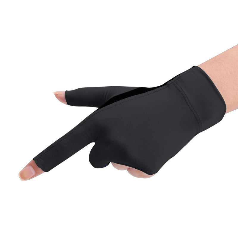 Quick-Dry Breathable Billiard Glove for Left Bridge Hand Professional 3 Fingers Lycra Stretchable Pool Cue Snooker Glove Snooker Carom Billiard Pool Cue Sport Glove Handwear Gift for Men Women Player black - BeesActive Australia