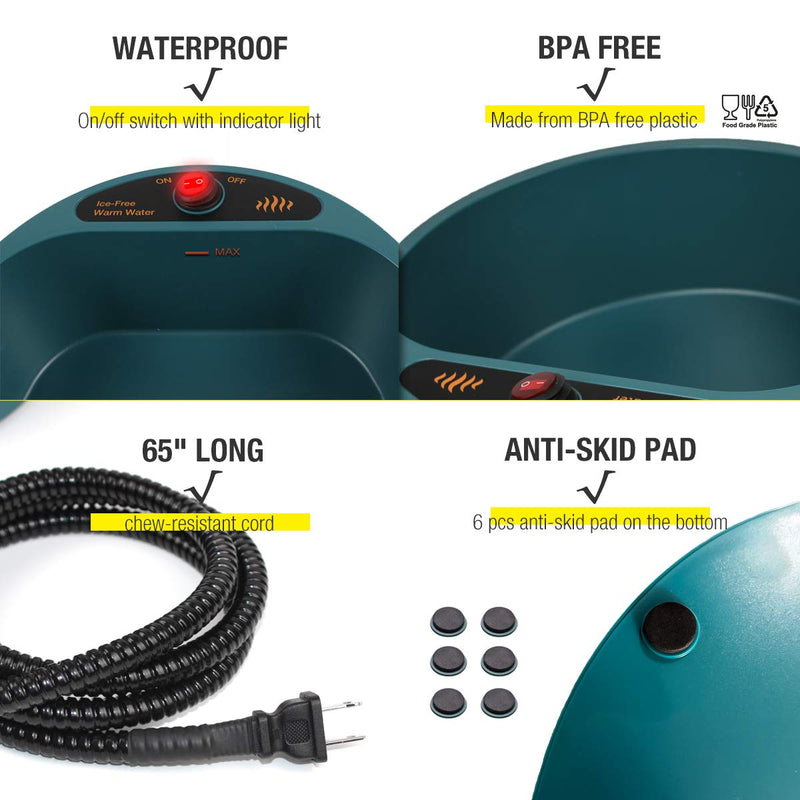 PETLESO Heated Pet Bowl, Heating Dog Water Bowl for Dogs, Cats, Rabbits, Chickens 68OZ - BeesActive Australia