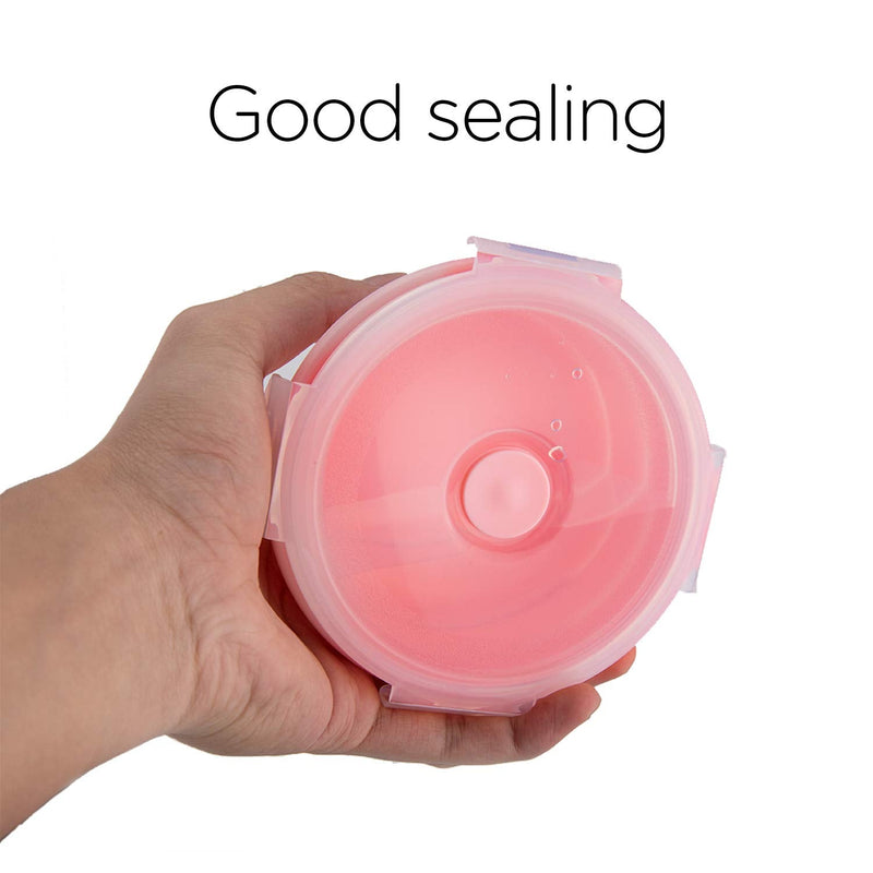 LUTER 2 Pieces Collapsible Dog Bowls Silicone Food Water Travel Bowl with Lids Portable Expandable Pet Feeding Watering Cup Dish for Walking Kennels Camping 350ml (12x12x3cm) Pink & Blue - BeesActive Australia
