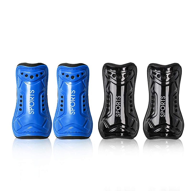 cGy Soccer Shin Guards, Youth Soccer Shin Pads, Breathable and Lightweight Child Calf Protective Gear Soccer Equipment for 3-15 Years Old Boys Girls Toddler Kids Teenagers M 3'10 - 4'8 Tall 02 Pairs Black + Blue - BeesActive Australia