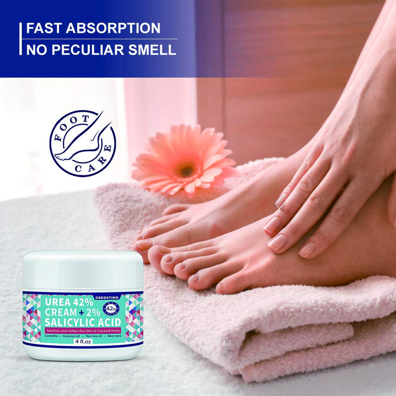 Urea Cream 42% for Feet, 4 oz-A Complete Callus-Care, Designed to A Complete Foot Cream & Specially Designed for Dry & Cracked Feet, Hands, Heels, Elbows, Nails, Knees, Strengthens and Softens Skin - BeesActive Australia