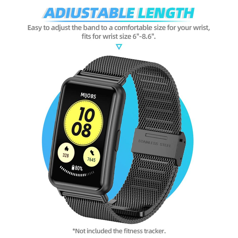 MIJOBS Band strap Compatible with Huawei Watch Fit Smartwatch Stainless Steel Bracelet Wristband Link Metal Watch Band for Watch Fit Accessories Milan,Black - BeesActive Australia