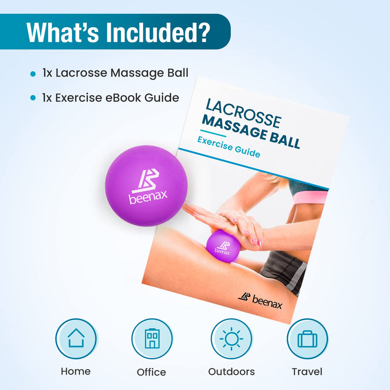 Beenax Lacrosse Massage Ball - Perfect for Trigger Point Therapy, Myofascial Release, Plantar Fasciitis, Deep Tissue, Muscle Relief, Rehab, Physio - Designed to Relieve Stress and Relax Tight Muscle Purple - BeesActive Australia