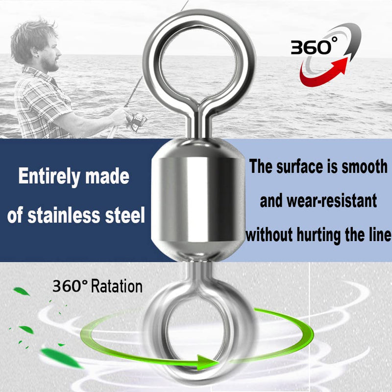 Piscorush 70pcs Fishing Swivels Rolling Barrel Swivels Multisize High Strength Stainless Steel Rolling Swivels Fishing Hook Line Connector Tackle Accessories - BeesActive Australia