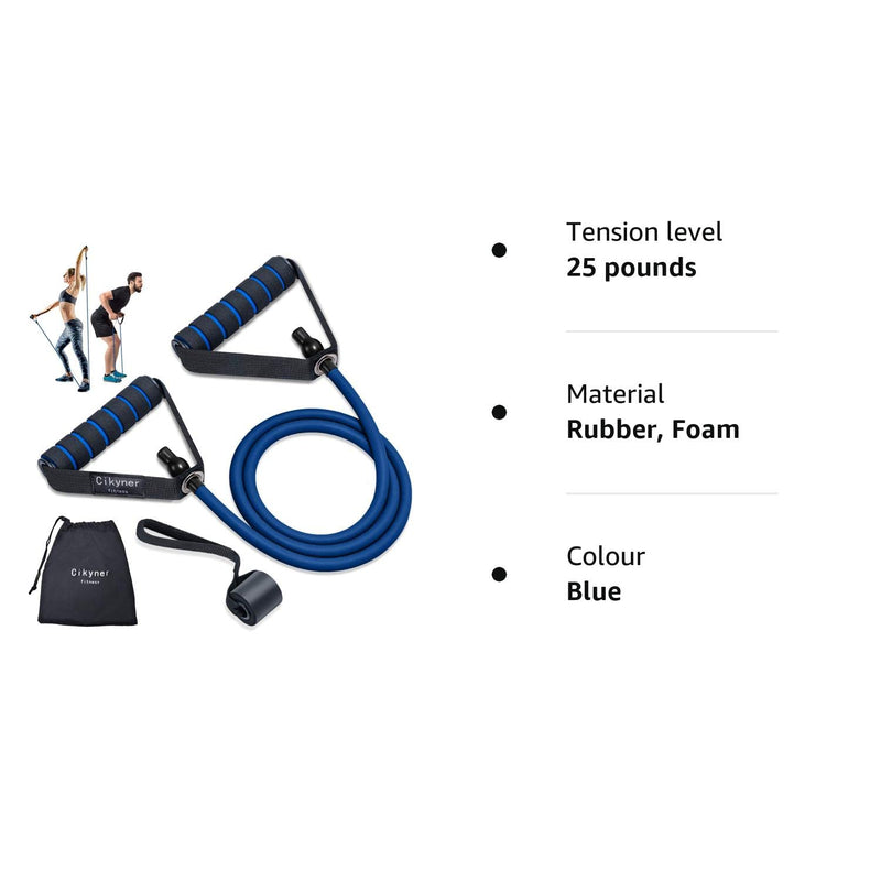 Cikyner Resistance Bands, Resistance Tubes Resistance Bands with Handles Exercise Bands, Ideal for Home Gym Physical Therapy Strength Training Muscle Toning, Door Anchor & Bag included (single tube) Blue - BeesActive Australia