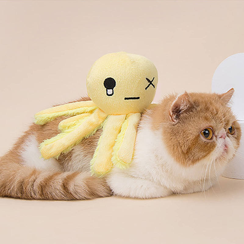 Andiker Cat Interactive Toy, Octopus-Shaped Cat Plush Toys with Crinkle Paper, Cat Toys for Indoor Cats to Scratch and Chew for Kitten Gifts and Cat Lovers Yellow - BeesActive Australia