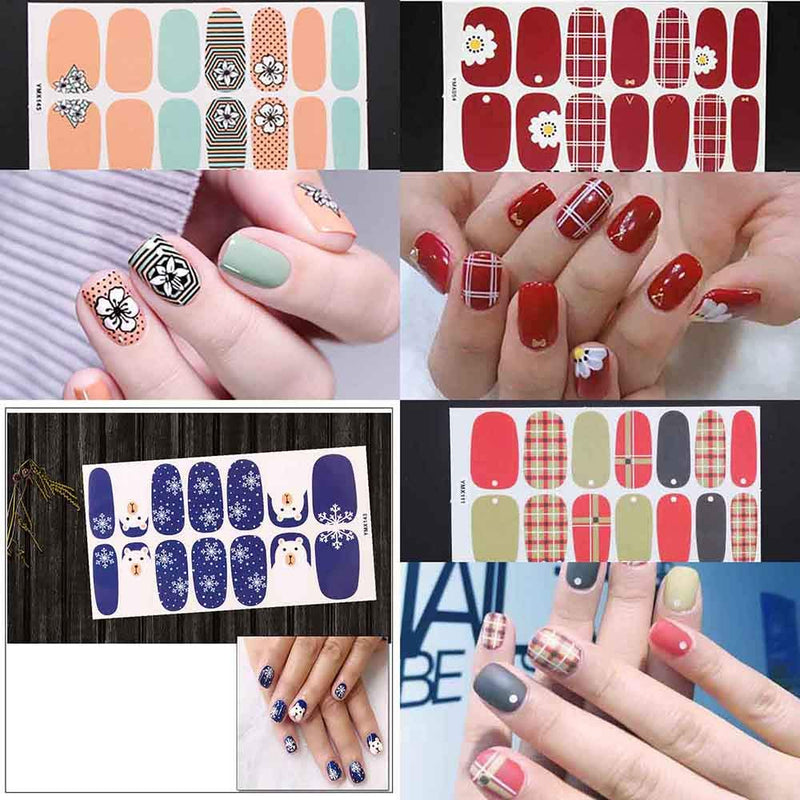 SILPECWEE 20 Sheets Full Wraps Nail Art Polish Stickers Tips and 1Pc Nail File Flower Adhesive Nail Decals Strips Set Manicure Kit for Women NO2 - BeesActive Australia