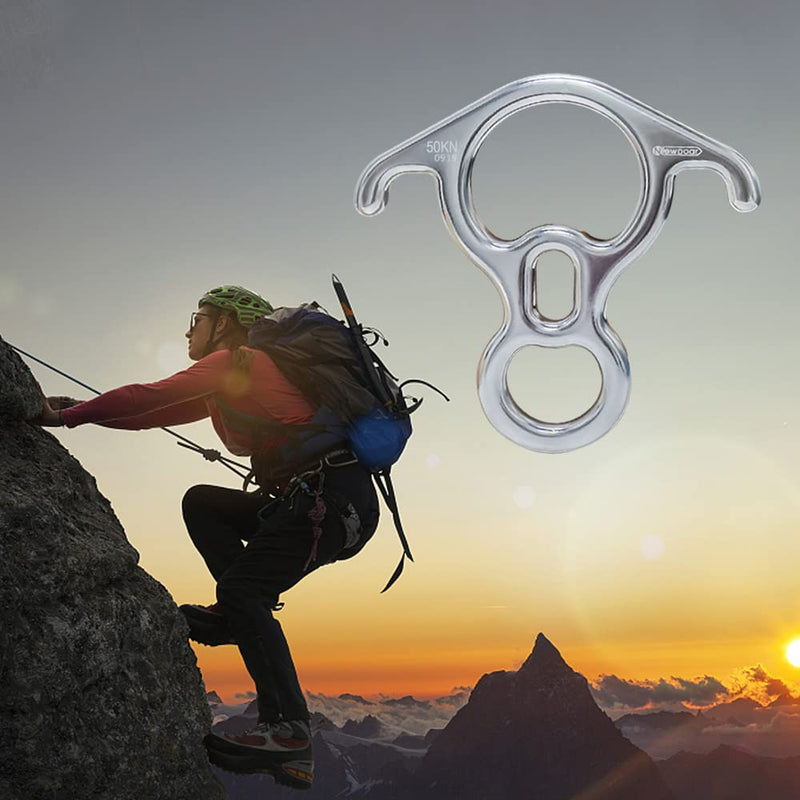 NewDoar 50KN 11000 LBF Rescue Figure,8 Descender Large Bent-Ear Belaying and Rappelling Gear Belay Device for Rock Climbing, Aerial Dance,Ziplining and Peak Rescue 7075 Aluminum Alloy white - BeesActive Australia