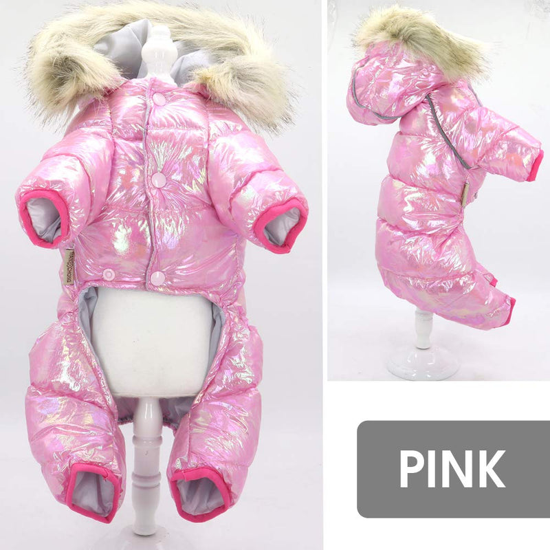 Beirui Waterproof Small Dog Coats for Winter - Warm Padded Pet Puppy Dog Snow Jacket - Cute Hoodie Clothes for Small Dogs Cat Puppies Chest:16.0”,Back:11.0”(Fit 7-11 lbs) Pink - BeesActive Australia