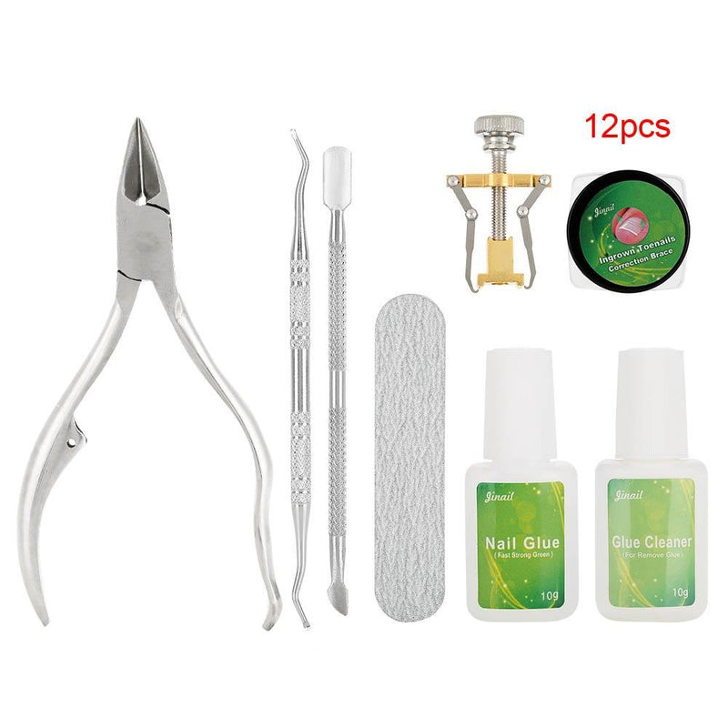 Toenail Correction Tool, 8pcs/set Ingrown Toe Nail Fixer Pedicure Toenail Recover Correction Tool Nail Foot Care Kit (01#12pcs) 01#12pcs - BeesActive Australia