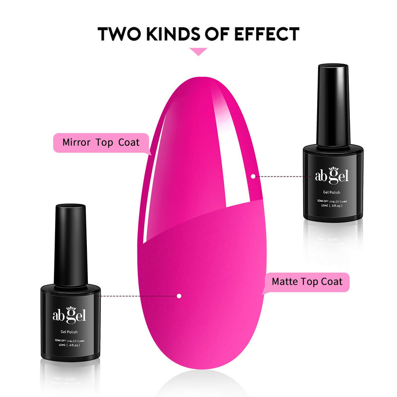 Abgel Gel Top Coat Matte Nail Polish Set, No Wipe Gel Base and Top Coat Nail Polish, Soak Off UV LED Clear Nail Polish Matte Top Coat, 12 ml Each Bottle (Pack of 3) Base&Top Coat Set 08 - BeesActive Australia