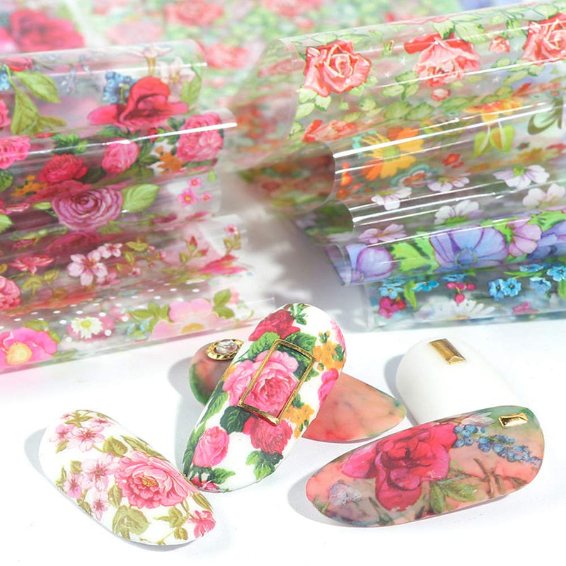 10 Sheets Flower Patterns Decal Nail Foil Stickers For Women - BeesActive Australia