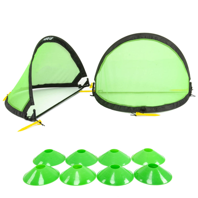 porayhut Pop up Soccer Net Soccer Goal for Kid Easy-up ,Set of 2 ,Portable 210D Oxford with 8 Field Marker Cones & Extra Stakes ,Fun for Backyard and Soccer Training Net - BeesActive Australia