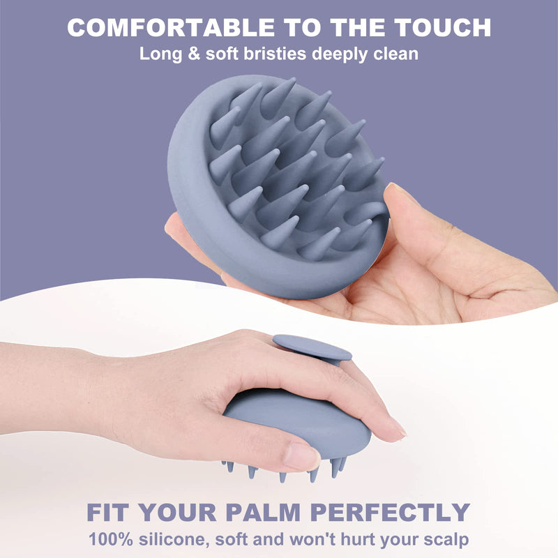 AIMIKE Silicone Hair Scalp Massager Shampoo Brush-Scalp Scrub Brush Dandruff & Scalp Massage Hair Oil to Promote Hair Growth-Silicone Hair Massager Scalp Brush -Wet & Dry Use-Haze Blue, 1.0 count Haze Blue - BeesActive Australia