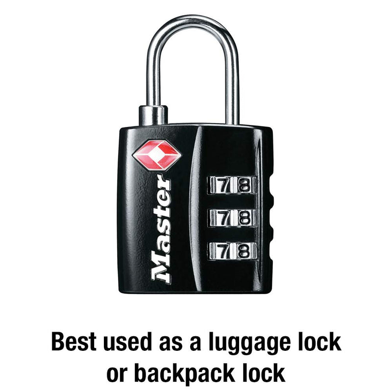 Master Lock 4680DBLK TSA-Approved Luggage Lock, 1-3/16-in. Wide, Black 1-Pack - BeesActive Australia