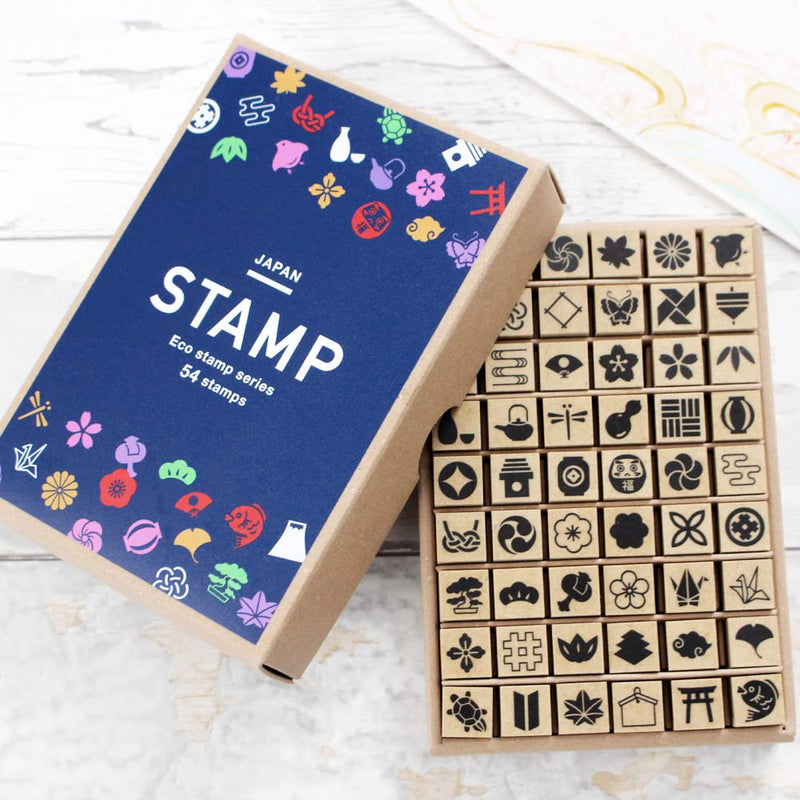 WAKUWAKU 54 Pieces Wood Rubber Stamps Traditional Japanese Design Set for DIY Crafting, Scrapbook, Painting, Letters Diary, Card Making, Gift Made in Japan Tokyo - BeesActive Australia