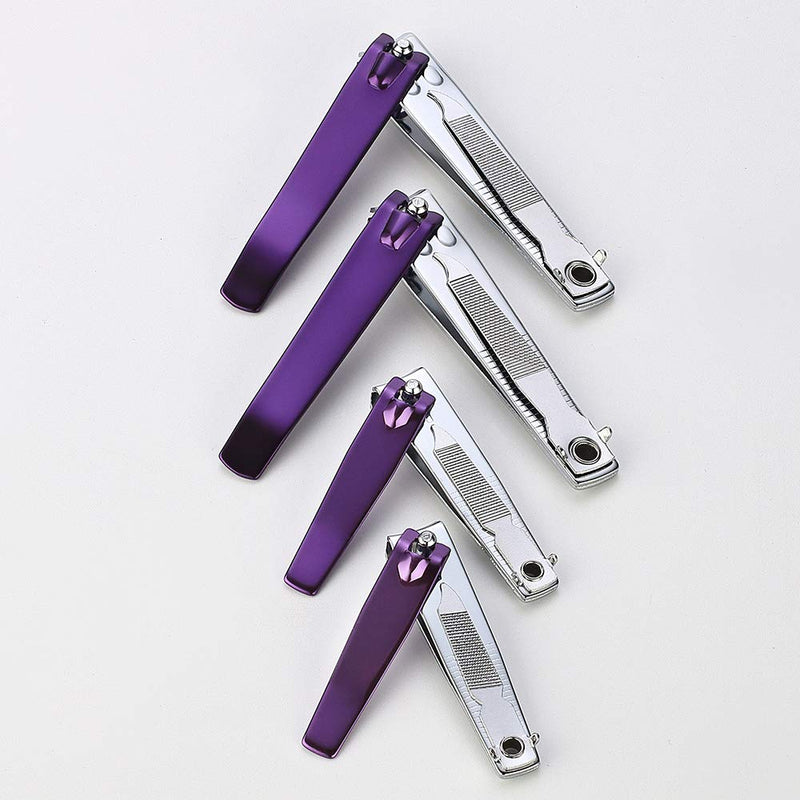 JXS 4 Pcs Purple Nail Clippers, Fingernail and Toenail Clipper, Sharp and Durable Nail Cutter with Nail File 4*Purple - BeesActive Australia