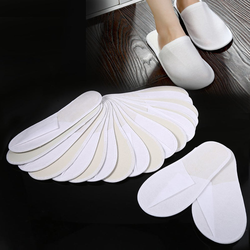 Fdit 10 Pairs/Lot Disposable Guest Slippers Travel Hotel Slippers SPA Slipper Shoes Comfortable White - BeesActive Australia