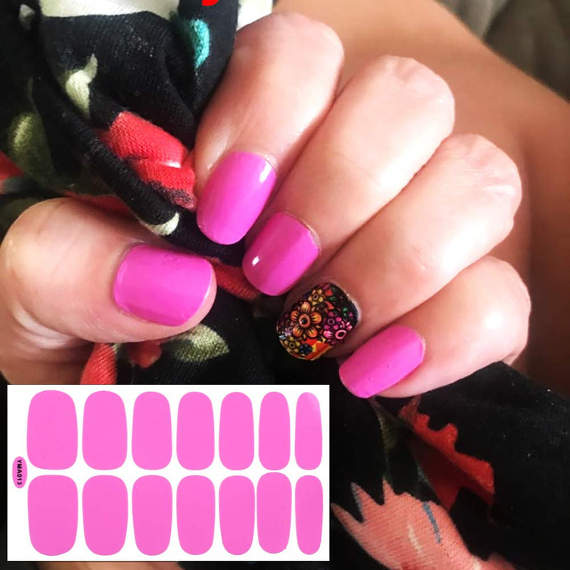 SILPECWEE 6 Sheets Adhesive Nail Art Polish Stickers Set and 1Pc Nail File Solid Color Design Nail Wraps Decals Strips Manicure Tips - BeesActive Australia