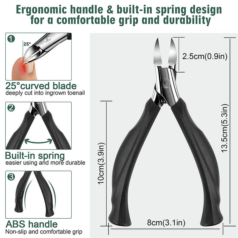 Toenail Clippers for Ingrown Toenails, Heavy Duty Nail Clippers for Thick Nails Podiatrist Toenail Clippers Toe Nail Clipper for Seniors Toenail Trimmer Super Sharp Toe Nail Clippers Set Black - BeesActive Australia