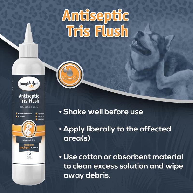 Jungle Pet Trizultra Keto Flush for Dogs - Antiseptic Dog Ear Cleaner Solution Tris EDTA Flush - Skin and Ear Cleaner Dog Ear Wash for Dogs and Cats - Treat Itch and Irritation - 12 oz - BeesActive Australia