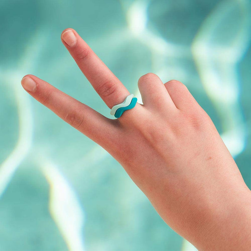 Enso Rings Wave Accent Silicone Ring – The Premium Fashion Forward Silicone Ring – Stackable Silicone – Comfortable, Breathable, and Safe Caribbean 3 - BeesActive Australia
