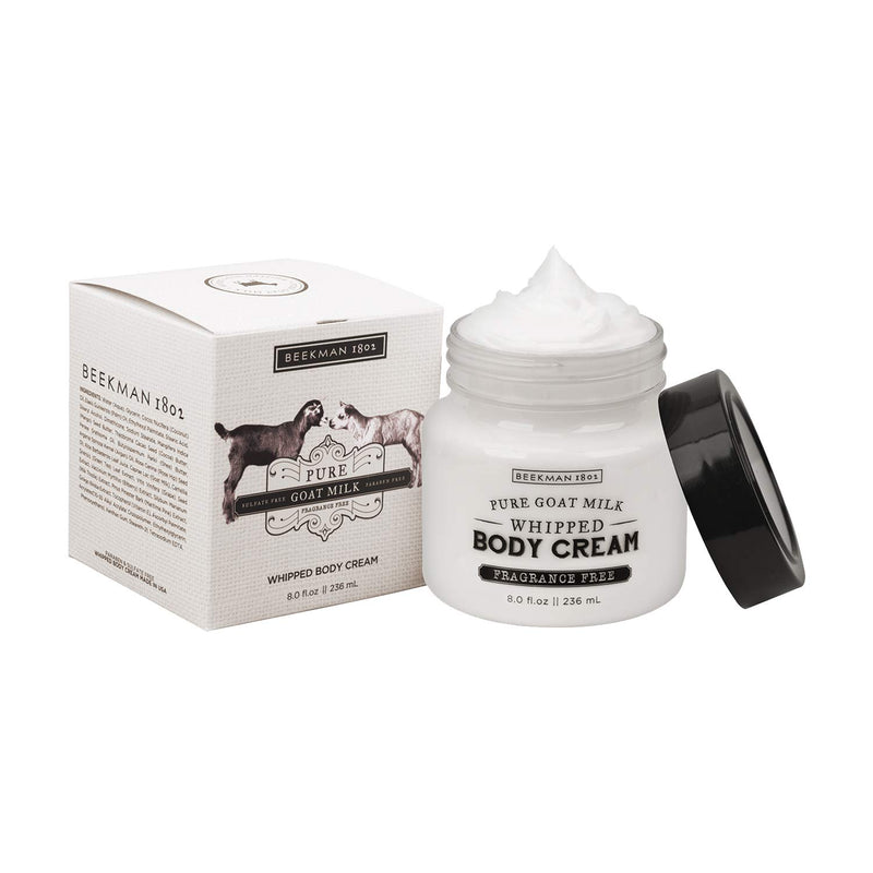 Beekman 1802 - Whipped Body Cream - Pure Goat Milk - Fragrance-Free Goat Milk Body Butter, Daily Hydration for Dry Skin - Naturally Exfoliating Cream for Sensitive Skin - Goat Milk Bodycare - 8 oz - BeesActive Australia