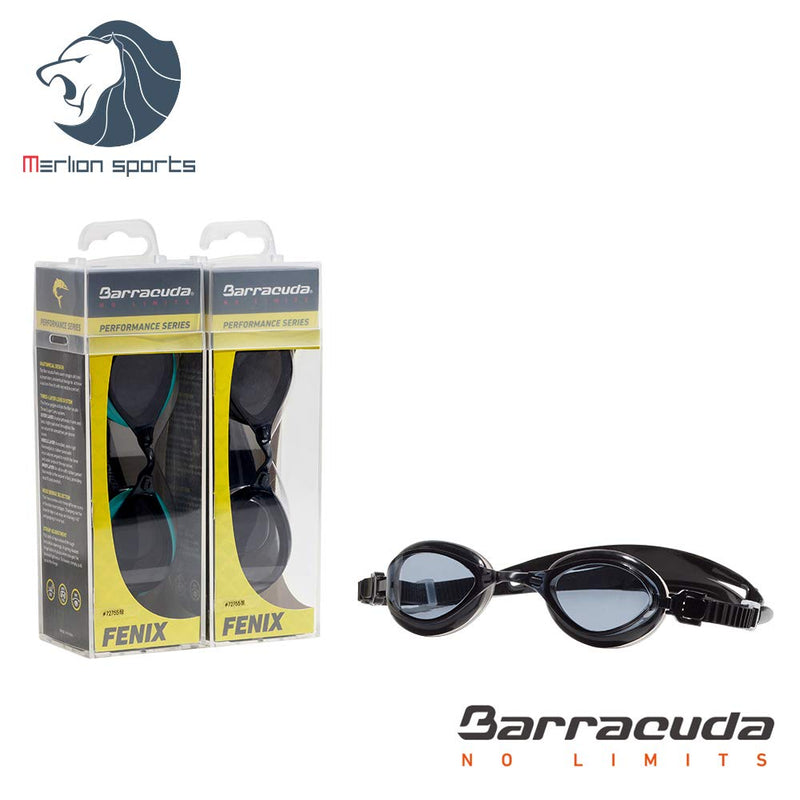 [AUSTRALIA] - Barracuda Swim Goggle Fenix - Patented TriFushion System, Anti-Fog UV Protection, Easy Adjusting Quick Fit, Lightweight Comfortable for Adults Men Women IE-72755 SMOKE ON BLACK 