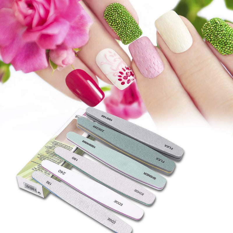 Nail Files Buffer Set, 6 Pcs Professional Nails Block Washable Double Sided Buffers 150, 180, 240, 100/180, 220/280, 1000/4000 with 3 PCS Nail Brushes, Manicure Tools for Nail Grinding Polishing - BeesActive Australia