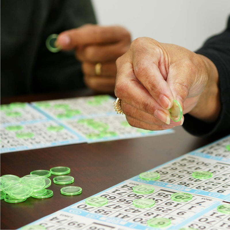 [AUSTRALIA] - MR CHIPS Magnetic Bingo Chips - Metal Edge - 100pcs - 3/4" - Available in 7 Colors in A Reusable Bag Transparent Green 